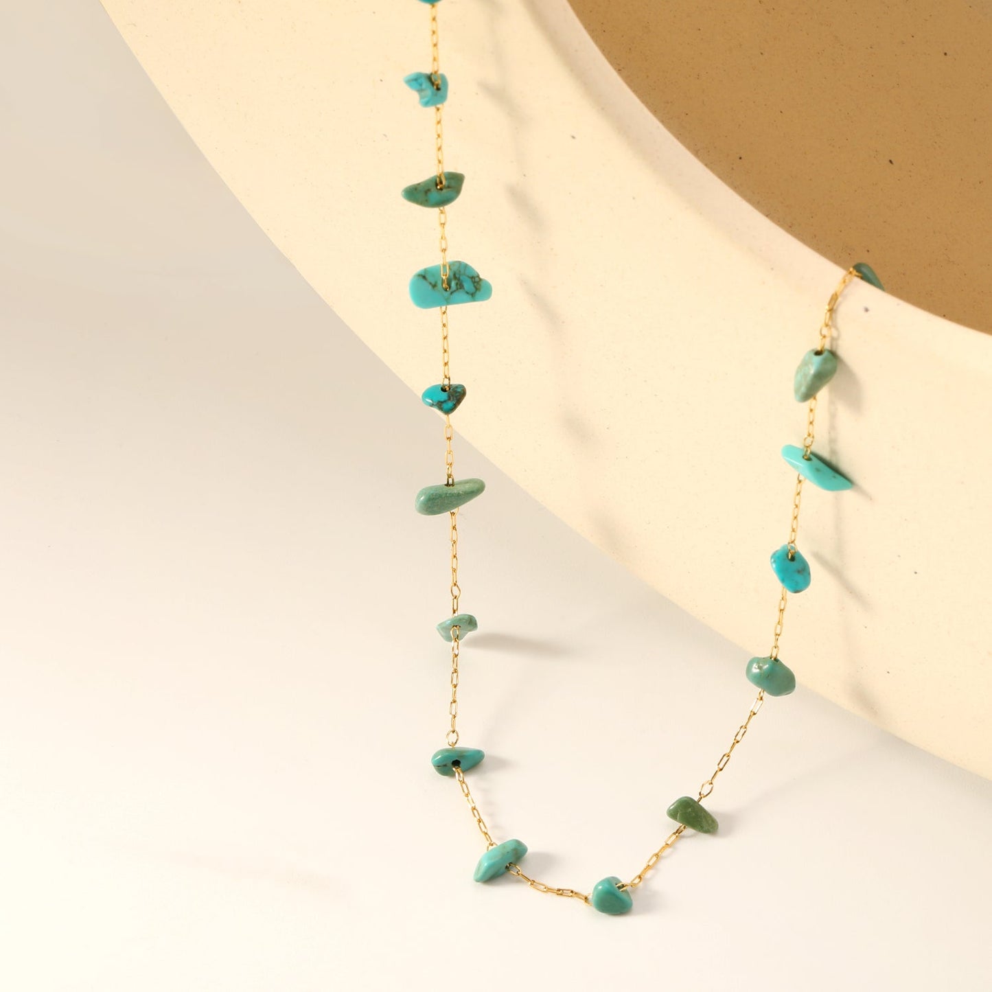 White turquoise/amethyst/pink stone/sky blue stone/turquoise/mixed color stone accessories 0.3 cross elongated chain *40+5cm+6mm round tail plate necklace gold color