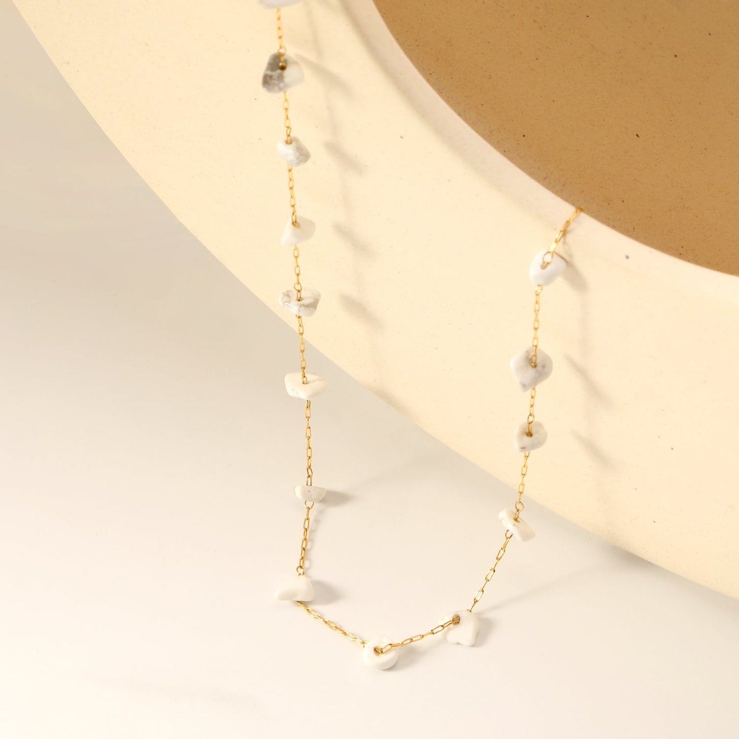 White turquoise/amethyst/pink stone/sky blue stone/turquoise/mixed color stone accessories 0.3 cross elongated chain *40+5cm+6mm round tail plate necklace gold color