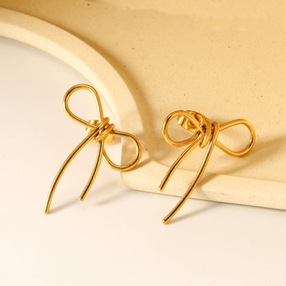 21*26mm bow earrings gold color
