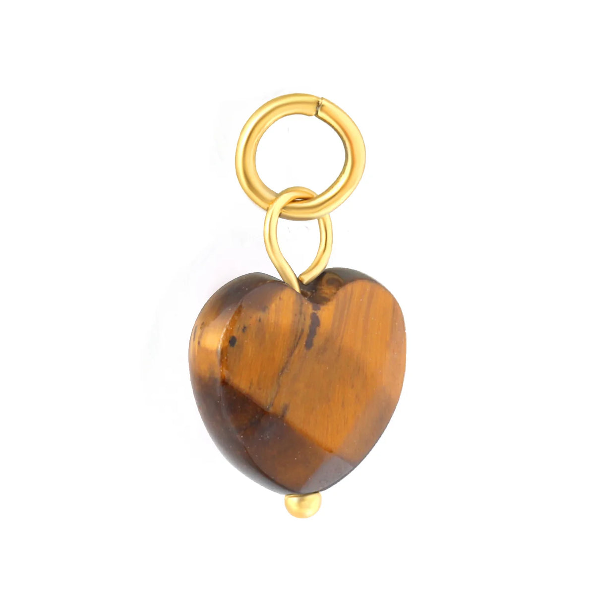 Heart Tiger Eye Stone Jewelry Pendant Accessory | 10mm Natural Tiger Eye Heart Charm | 1x6mm Jump Ring