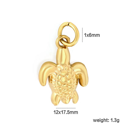 Mini Turtle Charm Jewelry Pendant Accessory | 12x17.5mm 18K Gold Plated Stainless Steel Charm | 1x6mm Jump Ring