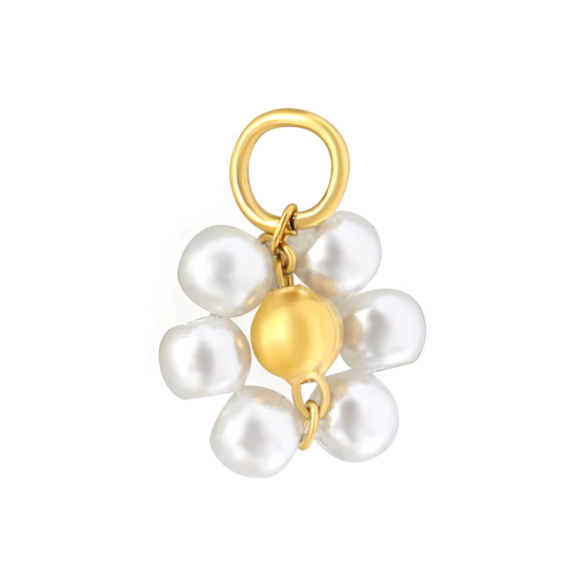 ini Beaded Flower Pendant Accessory | 9mm Gold Plated Cluster Charm | 1x6mm Jump Ring | Pearl / Blue / Red Available