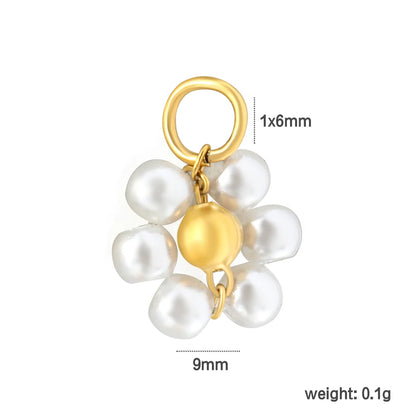ini Beaded Flower Pendant Accessory | 9mm Gold Plated Cluster Charm | 1x6mm Jump Ring | Pearl / Blue / Red Available