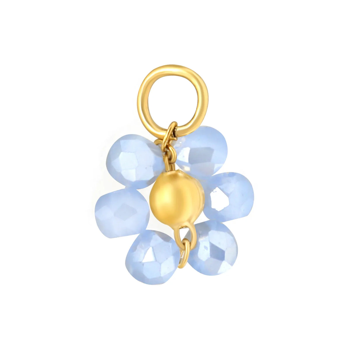 ini Beaded Flower Pendant Accessory | 9mm Gold Plated Cluster Charm | 1x6mm Jump Ring | Pearl / Blue / Red Available
