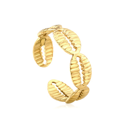 5.9mm Stainless Steel Rings Adjustable Do Not Fade Shell Opening Gold  for Women Jewelry