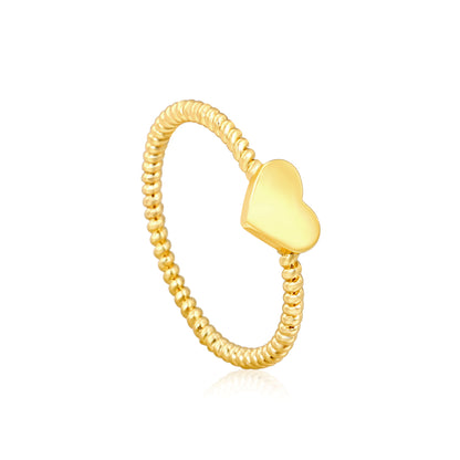 5.5mm Stainless Steel  Gold Mini Heart Ring Casting Rope Wire Band Top Flat Plain