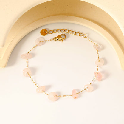 White Turquoise/ Amethyst/ Pink/ Sky Blue/ Turquoise/ Mixed Color Stone Accessories 0.3 Cross Chain*17+3cm+6mm Round Plaque Bracelet Golden