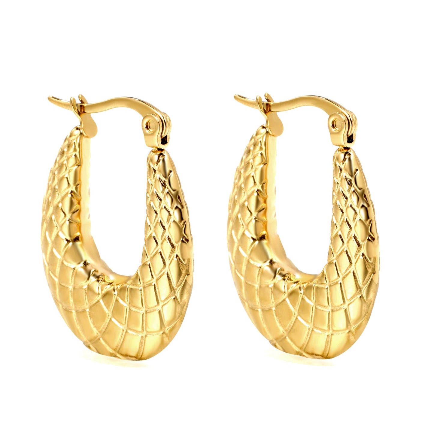20.2*22mm U-shaped texture earrings gold color