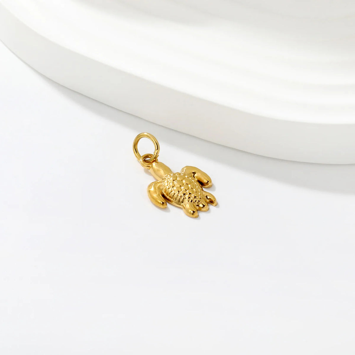 Mini Turtle Charm Jewelry Pendant Accessory | 12x17.5mm 18K Gold Plated Stainless Steel Charm | 1x6mm Jump Ring