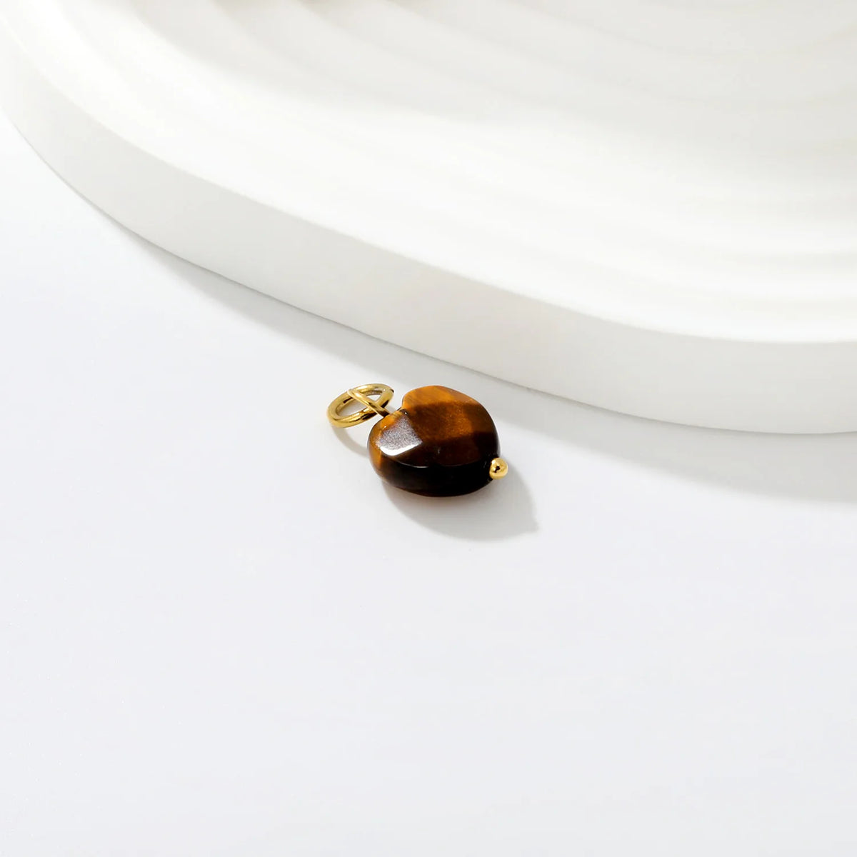Heart Tiger Eye Stone Jewelry Pendant Accessory | 10mm Natural Tiger Eye Heart Charm | 1x6mm Jump Ring