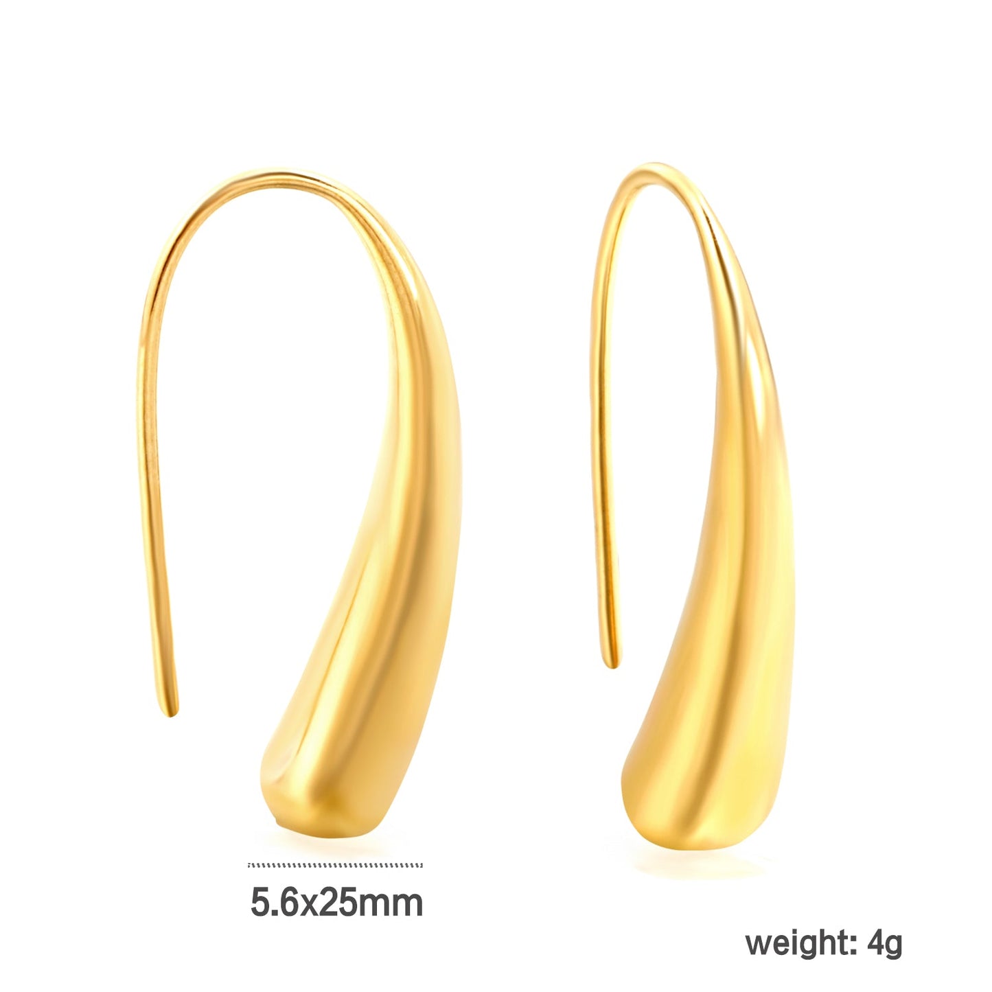 Long drop earrings 5.6*25mm gold color