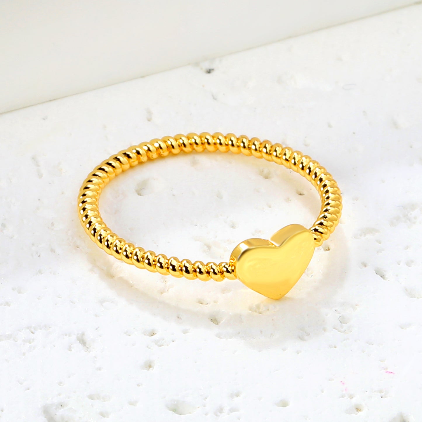 5.5mm Stainless Steel  Gold Mini Heart Ring Casting Rope Wire Band Top Flat Plain