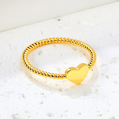 5.5mm Stainless Steel  Gold Mini Heart Ring Casting Rope Wire Band Top Flat Plain