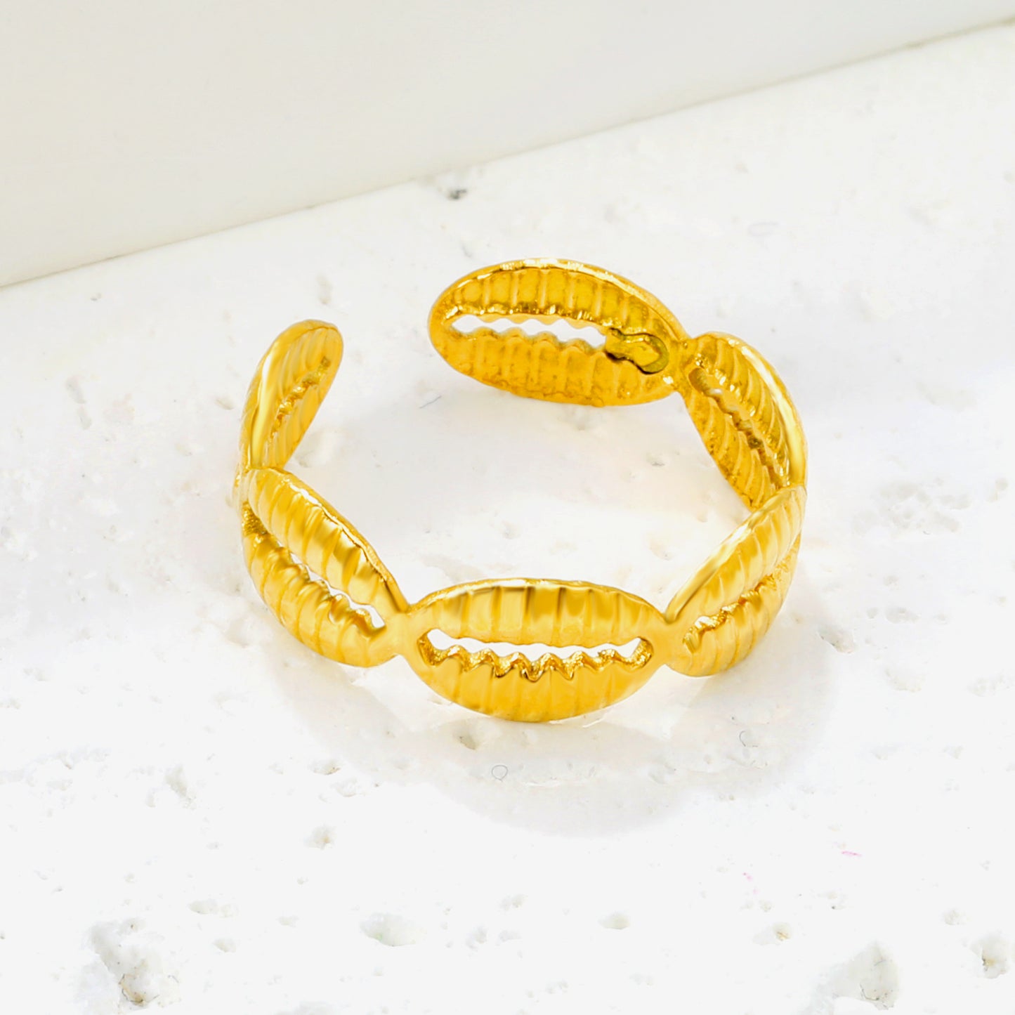 5.9mm Stainless Steel Rings Adjustable Do Not Fade Shell Opening Gold  for Women Jewelry