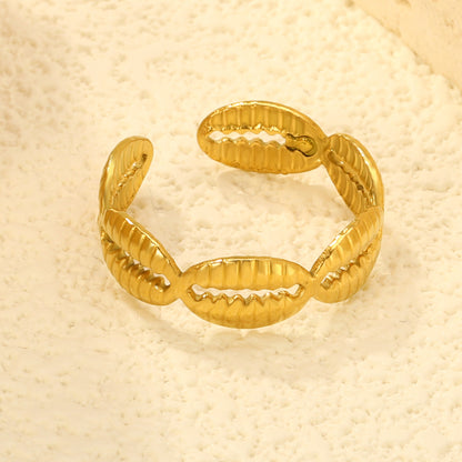 5.9mm Stainless Steel Rings Adjustable Do Not Fade Shell Opening Gold  for Women Jewelry