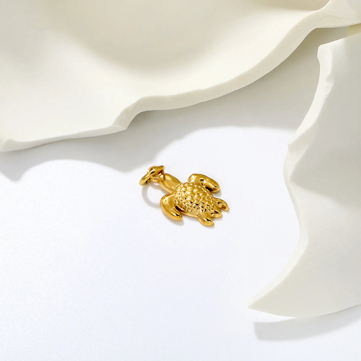 Mini Turtle Charm Jewelry Pendant Accessory | 12x17.5mm 18K Gold Plated Stainless Steel Charm | 1x6mm Jump Ring