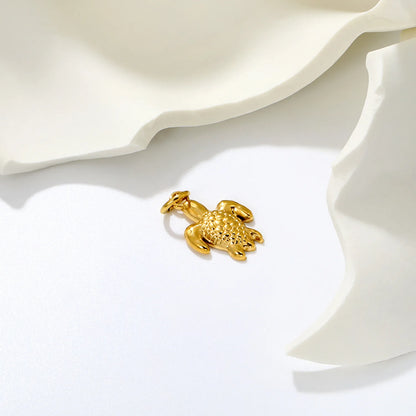 Mini Turtle Charm Jewelry Pendant Accessory | 12x17.5mm 18K Gold Plated Stainless Steel Charm | 1x6mm Jump Ring
