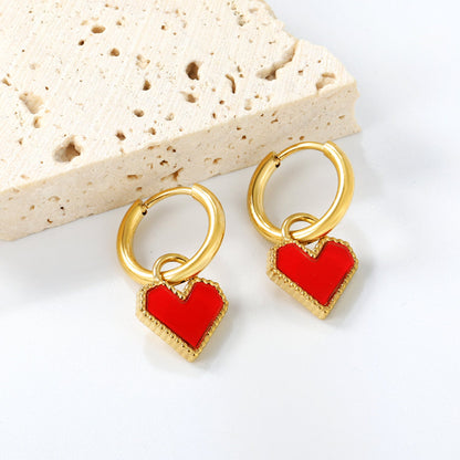 2*10mm I.D. earrings with 12.2*10.4mm heart shaped sticky white/black/red shell fittings Gold color