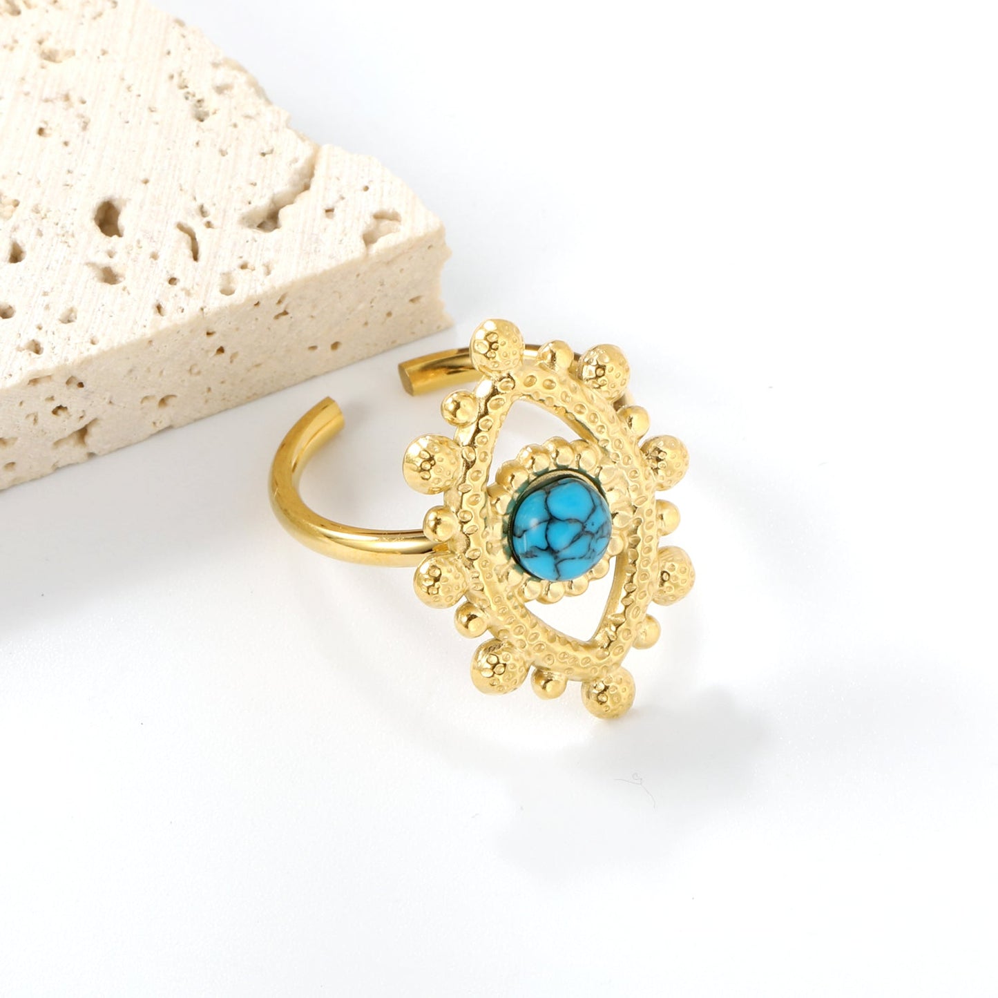 18.4*26.2mm Eye Split Ring Pearl/Turquoise/Malachite/ Golden 8