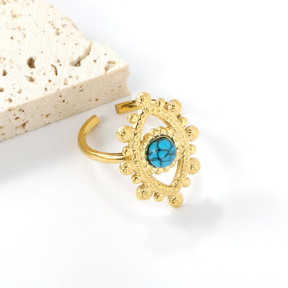 18.4*26.2mm Eye Split Ring Pearl/Turquoise/Malachite/ Golden 8