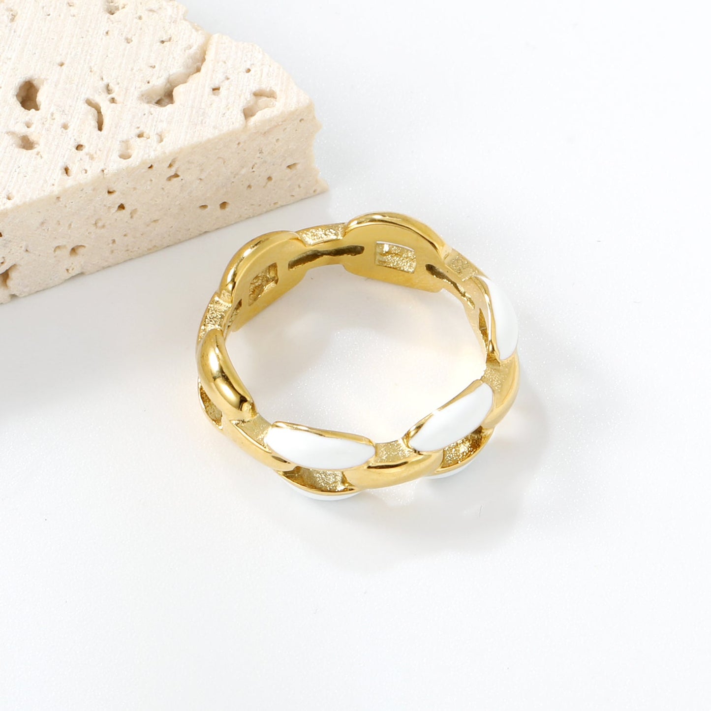 Height 6.5mm Ring-White/Purple/Pink/Blue Oil Drops Gold Color