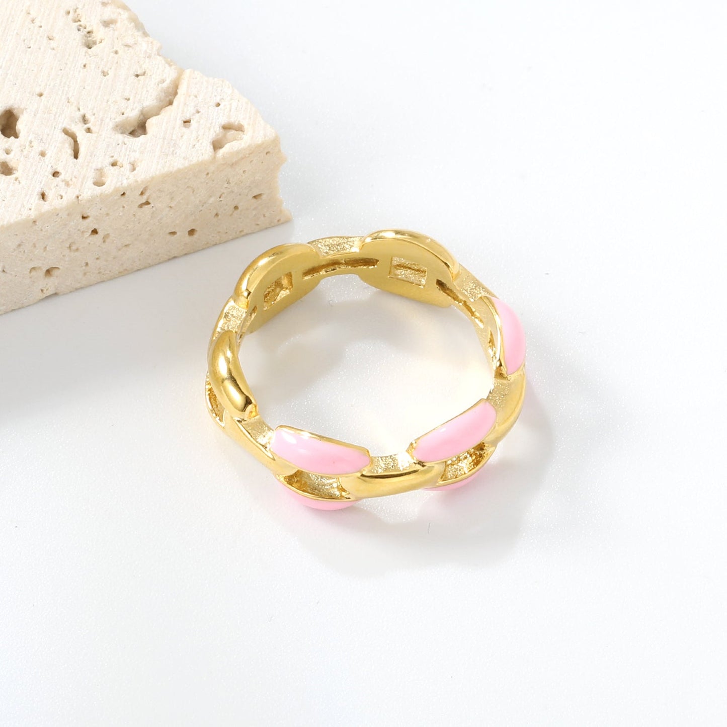 Height 6.5mm Ring-White/Purple/Pink/Blue Oil Drops Gold Color