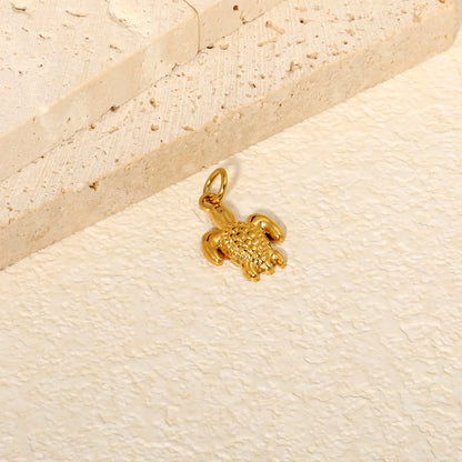 Mini Turtle Charm Jewelry Pendant Accessory | 12x17.5mm 18K Gold Plated Stainless Steel Charm | 1x6mm Jump Ring