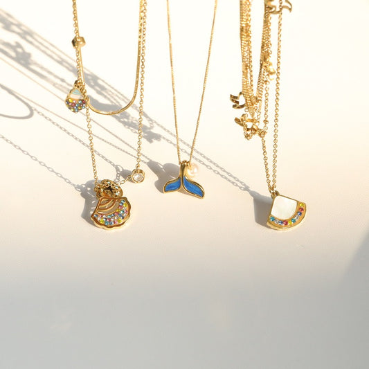 Seaside Glamour: Stainless Steel Jewelry Embracing Shell & Star Pearl Charms