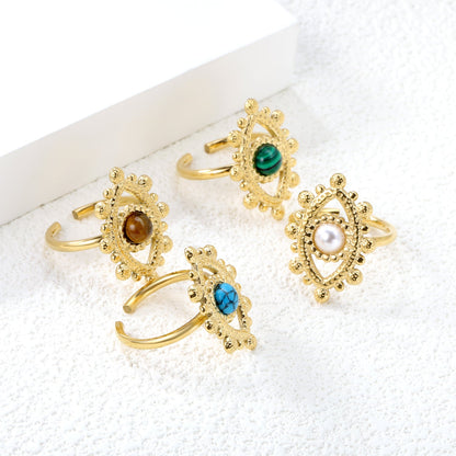 18.4*26.2mm Eye Split Ring Pearl/Turquoise/Malachite/ Golden 8
