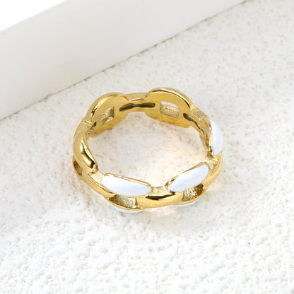Height 6.5mm Ring-White/Purple/Pink/Blue Oil Drops Gold Color