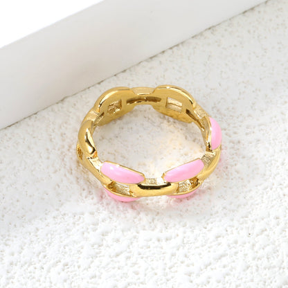 Height 6.5mm Ring-White/Purple/Pink/Blue Oil Drops Gold Color