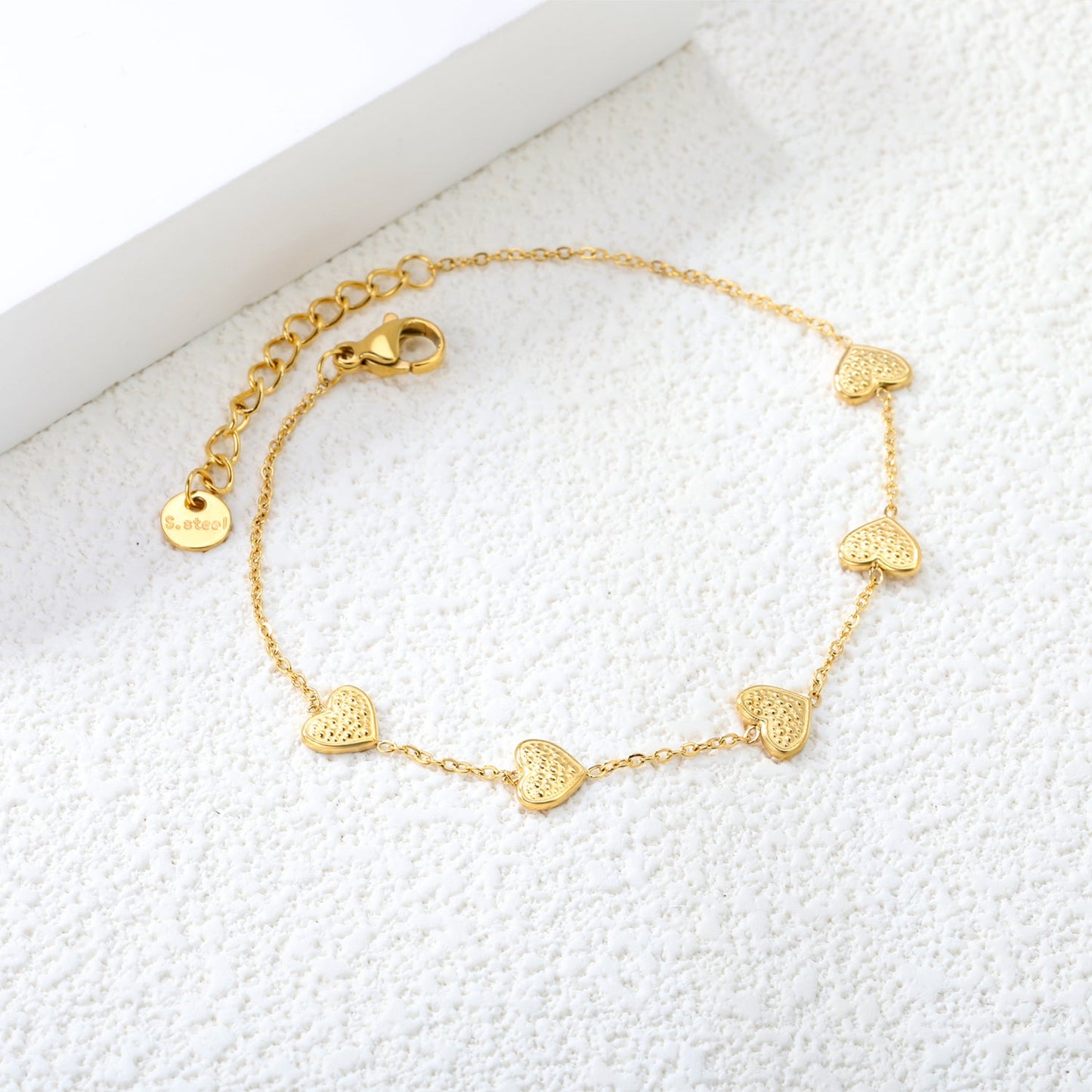 6.3*5.5mm heart-shaped black/purple/red/pink/dark blue oil-dripping accessories 0.3 cross chain *18+3cm+6mm round sign bracelet gold color