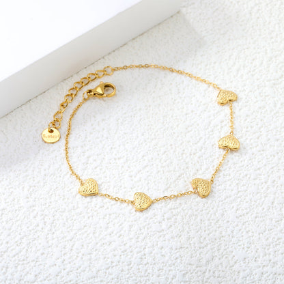 6.3*5.5mm heart-shaped black/purple/red/pink/dark blue oil-dripping accessories 0.3 cross chain *18+3cm+6mm round sign bracelet gold color