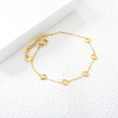 6*5.8mm shell accessories 0.3 cross chain *18+3cm+6mm round plate bracelet Gold