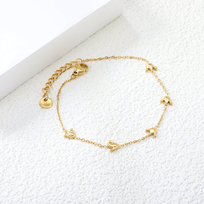 6*5.6mm Crown Accessories 0.3Cross Chain*18+3cm+6mm Round Plaque Bracelet Golden