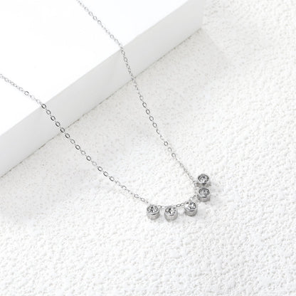 4mm Cylindrical white zirconium accessories 0.3 cross chain *40+5cm+6mm round plate necklace steel color/golden