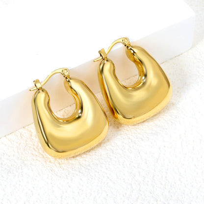 Hollow Handbag Earrings 26.2*25mm Gold Color