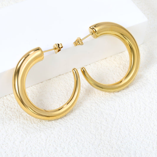 Hollow C-shaped curved hook earloop 35.5*mm Gold color