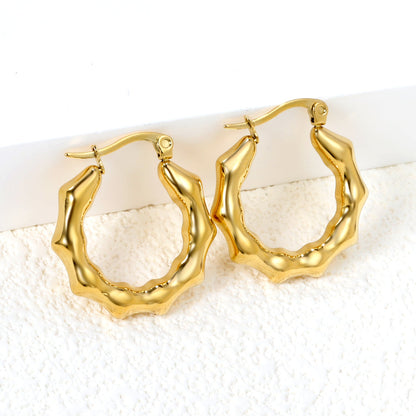 Hollow opening rounded cabochon earring clasp 24.7mm gold color