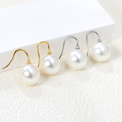 White Pearl Golden Earrings 14mm