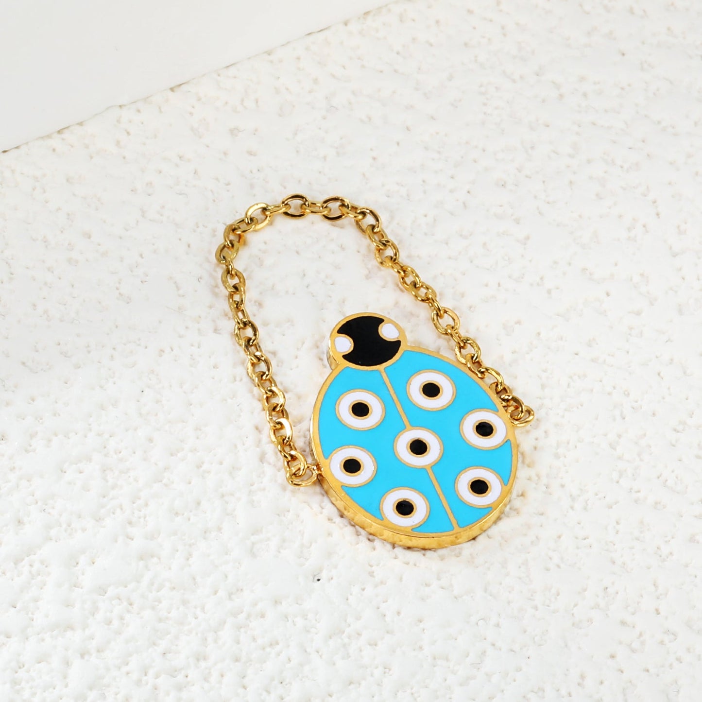 13*18mm Oval Beetle with Blue Drip soft ring Gold color