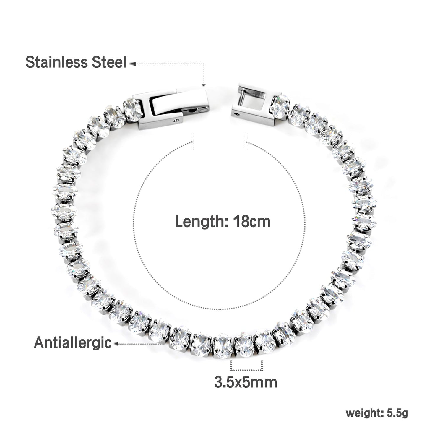 Wholesale 2025 New Year Oval 6 Colors Clasp Bracelet 17cm