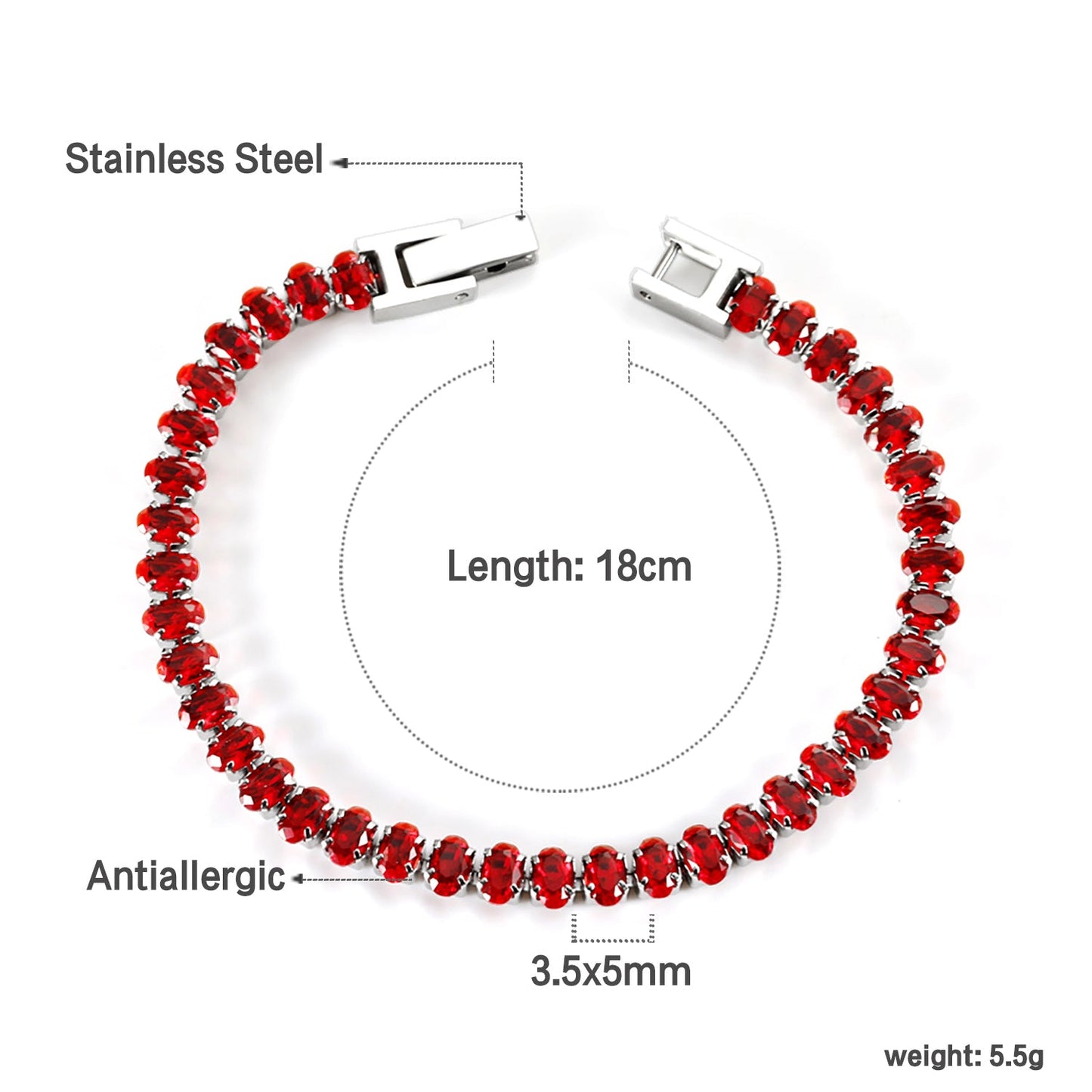 Wholesale 2025 New Year Oval 6 Colors Clasp Bracelet 17cm