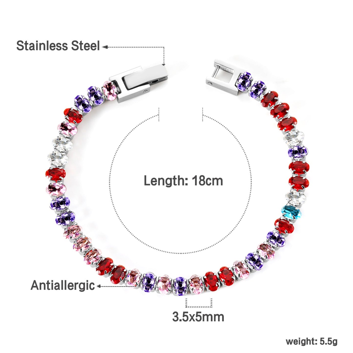 Wholesale 2025 New Year Oval 6 Colors Clasp Bracelet 17cm