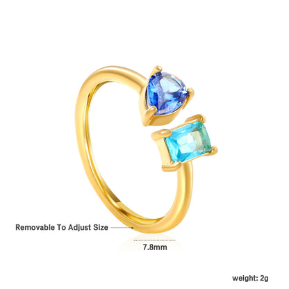 18K Gold Plated Titanium Steel Birthstone Plain Women Ring Nice Multi-Color Zircon Jewelry Best Gift