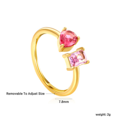 18K Gold Plated Titanium Steel Birthstone Plain Women Ring Nice Multi-Color Zircon Jewelry Best Gift