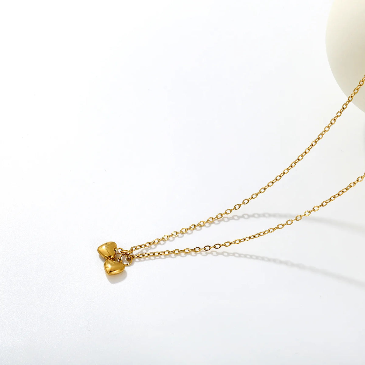 Sweet Twin Heart Pendant Necklace | 7x6mm Double Heart Charms | 40+5cm Chain | Red Enamel & All Gold Two Styles