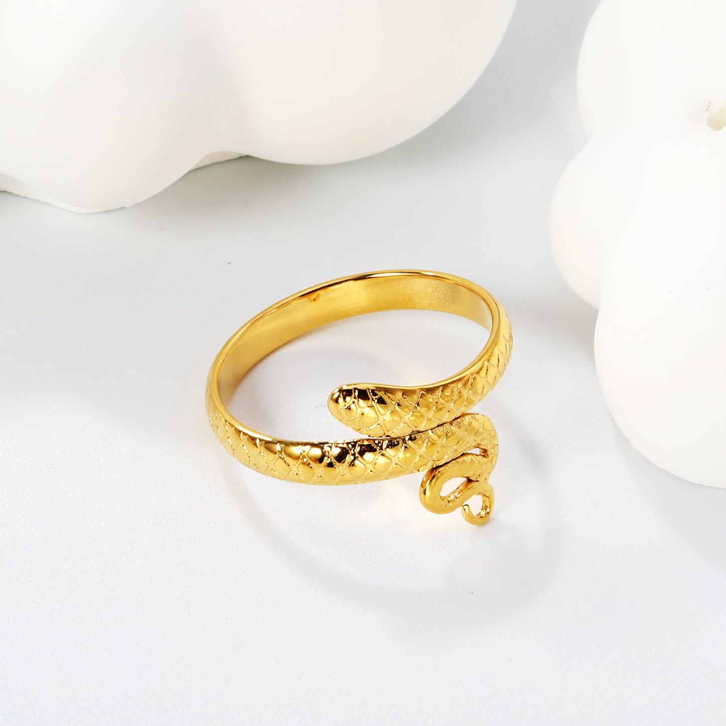 New style stainless steel serpentine open mouth wrap around ring