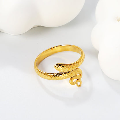New style stainless steel serpentine open mouth wrap around ring