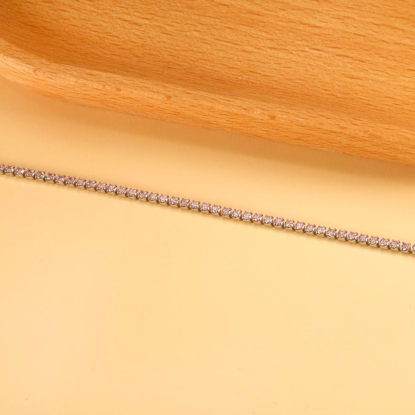 2024 New Year 2~3mm Round Pink Diamond Buckle Bracelet 17cm